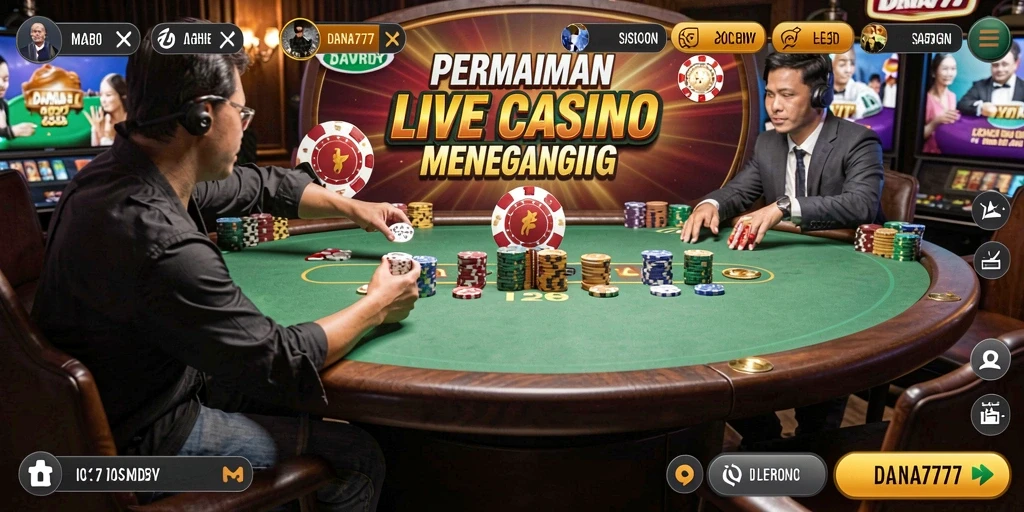 Screenshot gameplay DANA777 menampilkan dealer live dalam aksi.