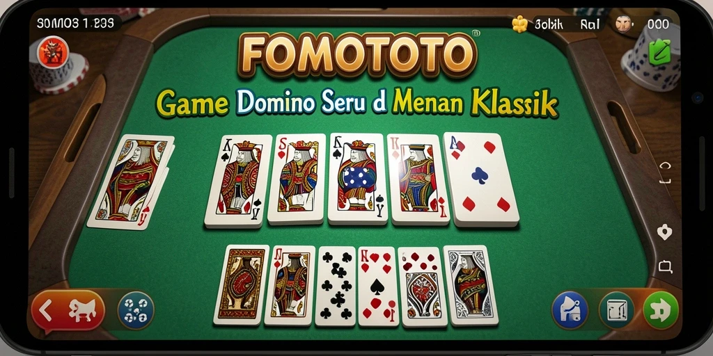 Tampilan gameplay FOMOTOTO yang menarik dengan dominasi permainan Domino.