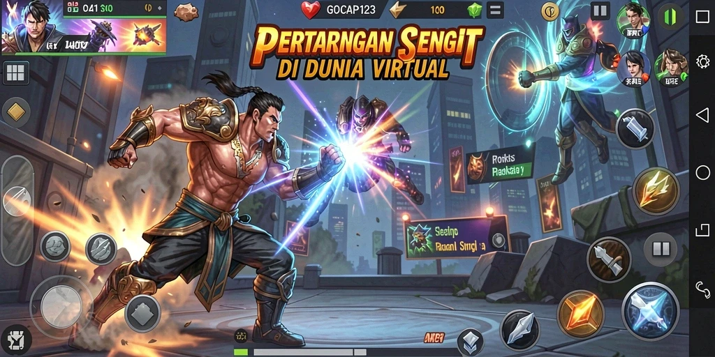 Tangkapan layar GOCAP123 menampilkan aksi pertarungan seru dan karakter dinamis.