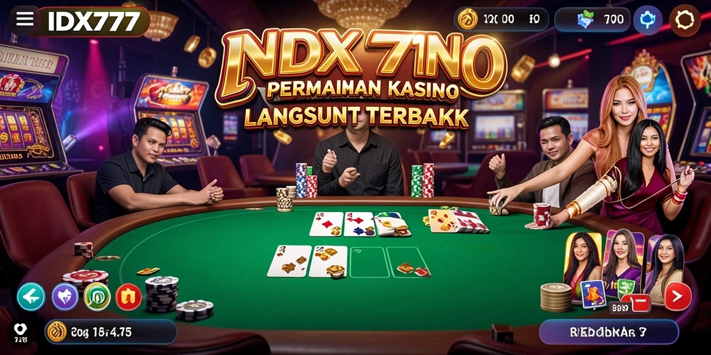 Screenshot IDX777 menampilkan dealer profesional dalam permainan Live Casino.