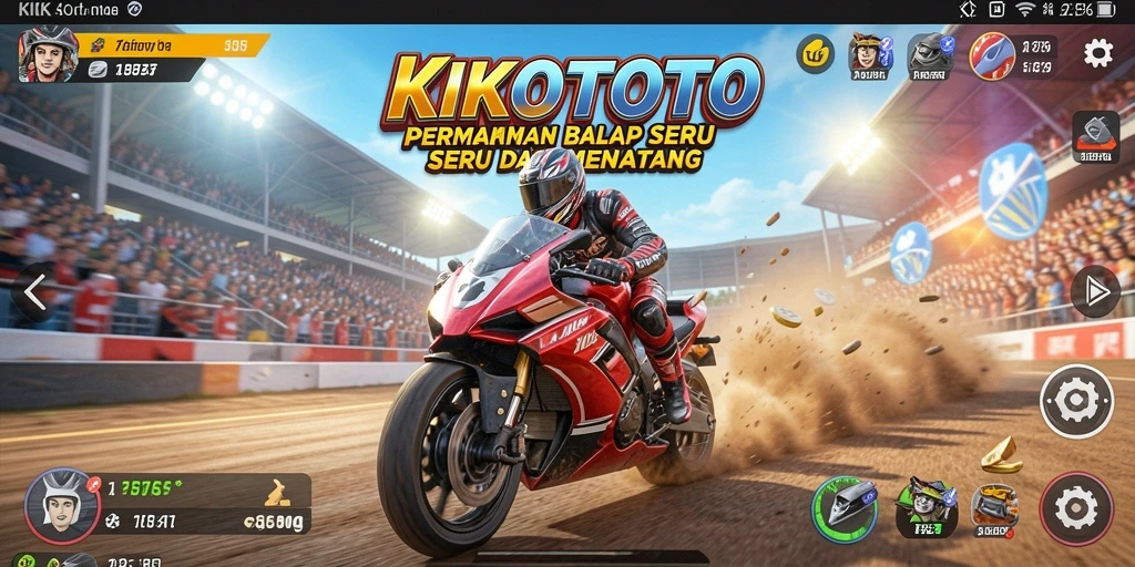 Gameplay mendebarkan di KIKOTOTO dengan kendaraan cepat.