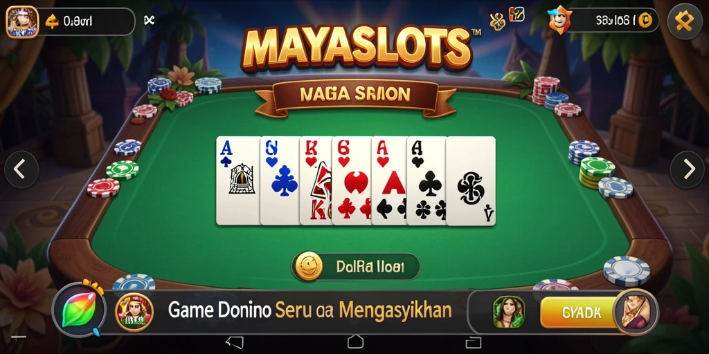 Screenshot gameplay MAYASLOTS menampilkan aksi seru permainan domino.