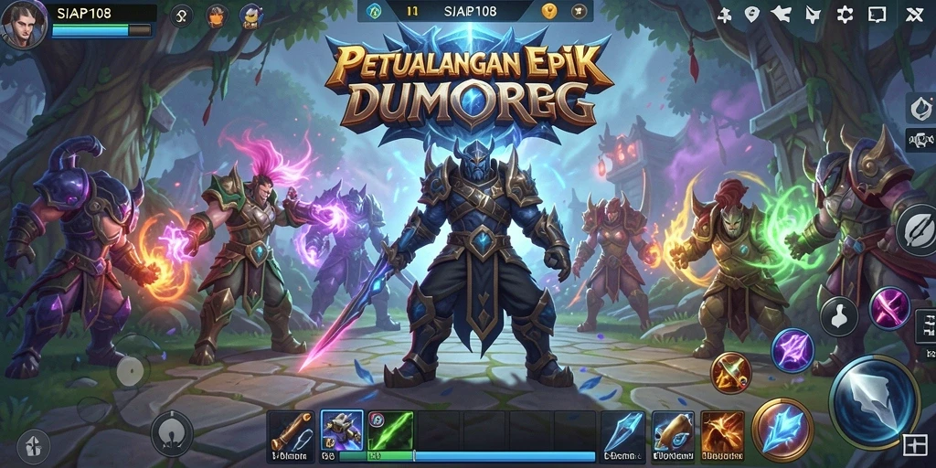Screenshot gameplay SIAP108 menampilkan pertempuran epik di dunia MMORPG.