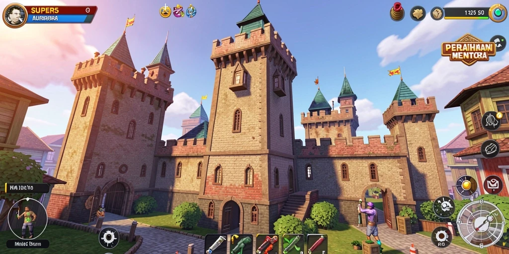Tampilan gameplay SUPER5 yang mendebarkan dalam Tower Defense.