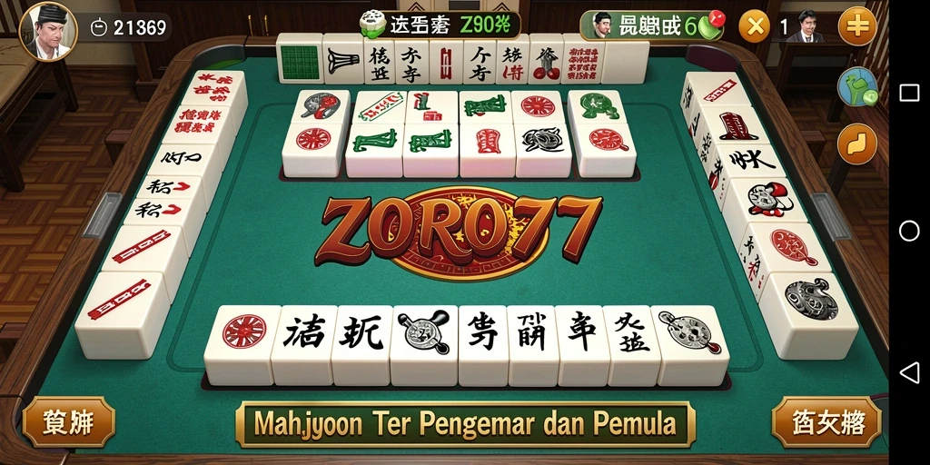 Tampilan menarik gameplay Mahjong di ZORO77.